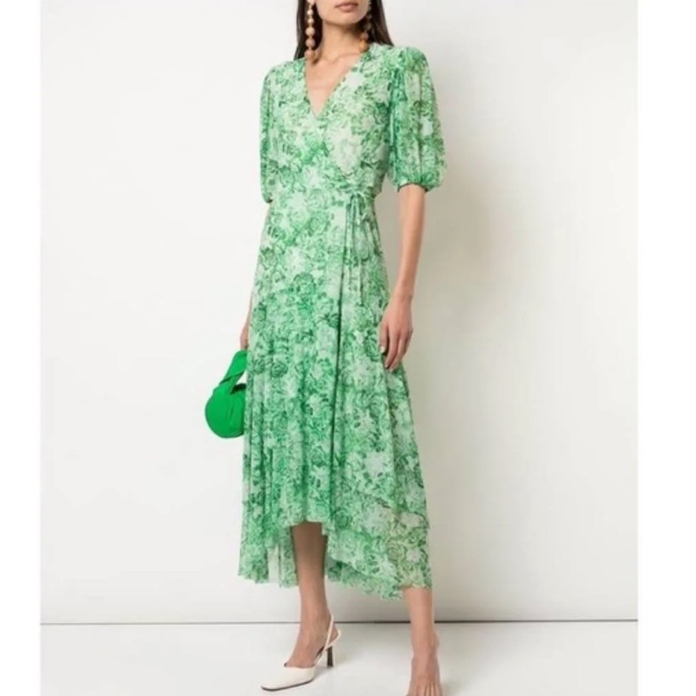 GANNI Wrap Mesh Dress in Island Green